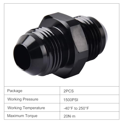 Image of EVIL ENERGY 8AN Male to 8AN Male Flare Coupler Union Straight Fuel Hose Adapter Fitting Black 2PCS