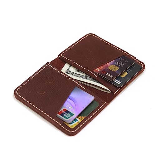 Hand-sewn Leather Card Bag Wallet Large Capacity Uulti-slot Folding Short Style Card Case Wallet4