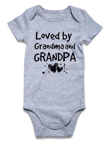 UNIFACO Grandparents Baby Announcement 0-3 Months Boys Girls Loved by Grandma and Grandpa Short Sleeve Infant Bodysuit Newborn Baby Clothes