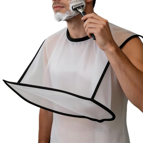 Generisch Tablier de rasage de barbe, bavoir à moustache imperméable – Serviette de récupération pliable avec ventouses, tissu en nylon lisse, nettoyage facile du lavabo, pour hommes, pères, maris