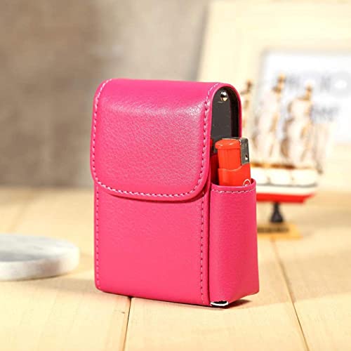 Zigarettenetui aus PU-Leder, schützende Aufbewahrungsbox mit Feuerzeughalter, wasserdichtes Zigarettenetui für Damen für Herren (Rot) Cover