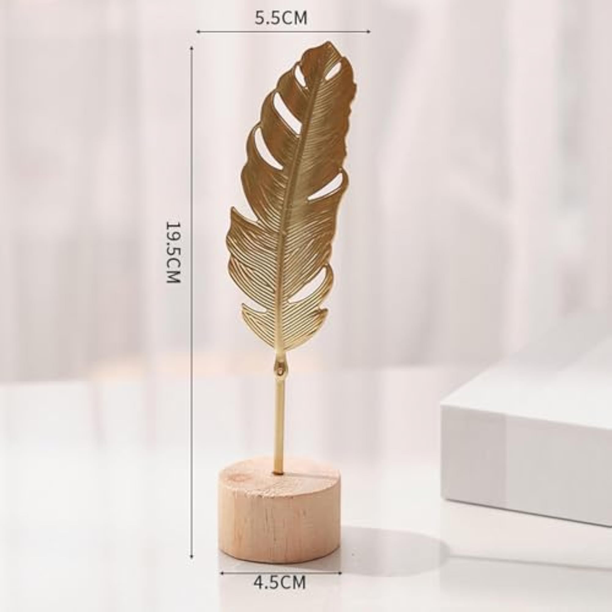 Acrylic Leaf Side Table with Metal Leaf Sculpture