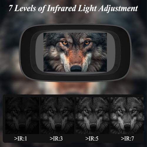 Night Vision Goggles Binoculars for Adults, 2.5K Night Vision Monocular Rechargeable 5000mAh with 3 Inch HD Display and 32GB TF Card, 7 Gear Adjustable 8X Digital Zoom Infrared Binoculars for Camping and Hunting - Image 3