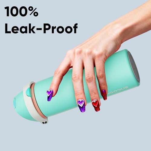 Image of Insulated Water Bottle with Straw - Encool Stainless Steel Water Bottle with Push Button Lid, Leak-Proof & BPA-Free, Keeps Cold for 24 Hours for Sports, Travel, Gym (24 oz, Turquoise)