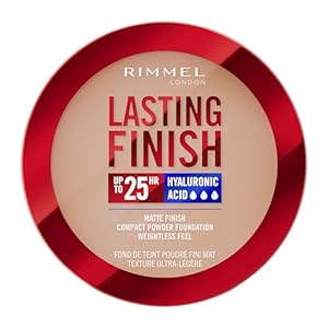 Rimmel Lasting Finish 25HR Compact Foundation 005 Ivory, Matte Buildable Coverage, Powder-to-Cream, Anti-Pollution Shields, SPF 20, Hyaluronic Acid, Waterproof, Hides Imperfections