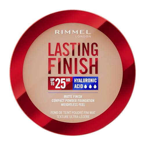 Rimmel Lasting Finish 25HR Compact Foundation 005 Ivory, Matte Buildable Coverage, Powder-to-Cream, Anti-Pollution Shields, SPF 20, Hyaluronic Acid, Waterproof, Hides Imperfections