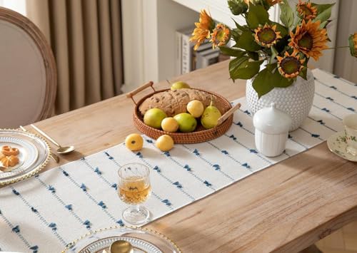 Image of Premium Boho Cotton Table Runner for 4 6 Seater Dining Table |Center Table |Coffee Table|Dining Table|Eating Area|Table Decor(14*72 INCHES)|Blue DH| SZPR 037