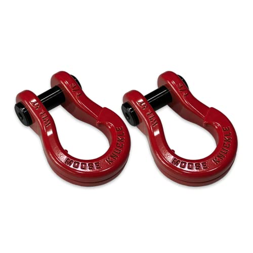 Moose Knuckle Offroad Jowl Split Shackle 3/4 | 10,000 lbs Capacity - Fits 2.0/2.5 inch D-Ring Tow Shackle Receiver Hitch Bracket Mount with 7/8' Pin | Flame Red/Flame Red