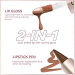 Lip Liner Gloss Lip Combo Set, 2 in 1 Lip Duo Natural Nude Brown Lip Liner Lipstick Glossy Nourishing Toffee Lip Gloss Kit, Smooth Quick Fuller Plumping Juicy Lip Makeup for Women06#Caramel - Image 4