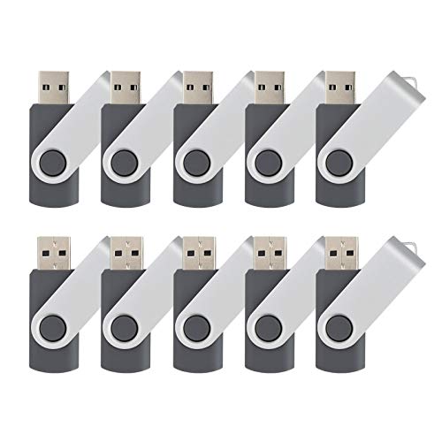 Wholesale 10 Pack 1MB-32GB Bulk Pack USB Flash Drives Swivel Thumb Drive Memory Stick, Black (512MB)