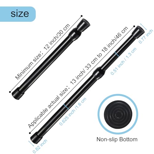 Image of 13-18 inch Spring Tension Rod, Goowin Small Tension Rod, 5 /8 inch Diameter No Drilling Expandable Short Tension Rods Spring Rods, Tension Rods for Closet, Cupboard, Hanging Clothes, Black, 2 Pack