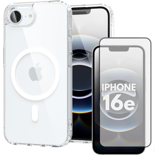 [GL CASES] Capa Apple iPhone 16E Capinha iPhone 16E Case Silicone Compatível Com Magsafe Indução Magnética Transparente Com Proteção De Câmera + Pelicula Apple iPhone 16e Vidro 3D Cobertura Total