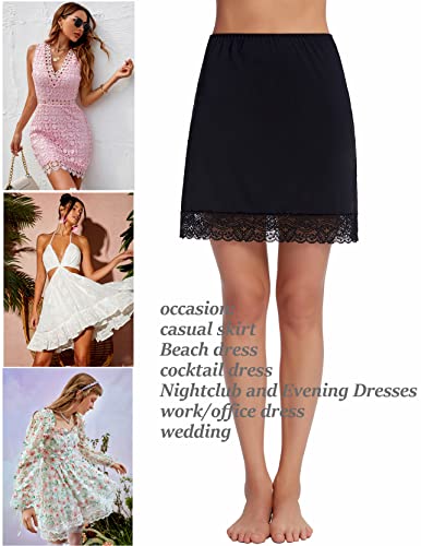 Avidlove Half Slips For Women Underskirt Short Lace Trim Above Knee Half Slip Black #TOP2