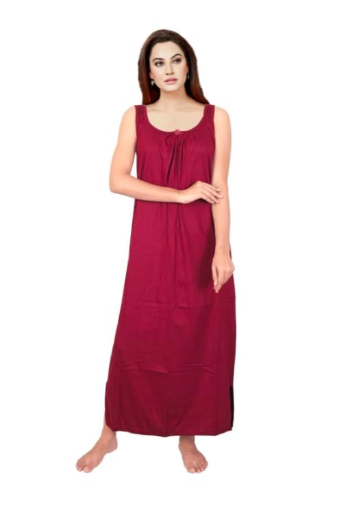 Image of Women's Sleeveless Maxi Night Dress, Spaghetti Strap Nighty, Comfortable Sleepwear Pack of 2