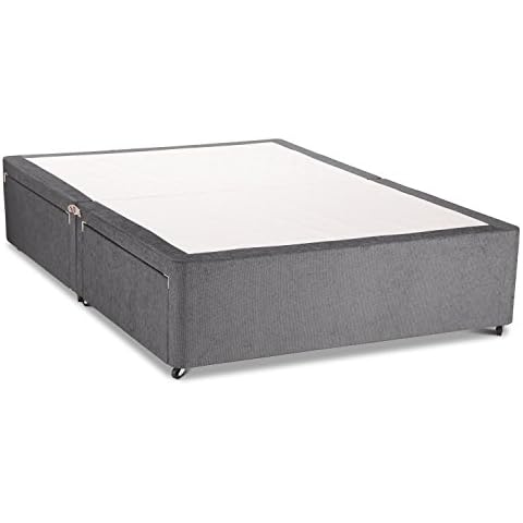 Charcoal Suede Divan Bed Base with Drawers Cover