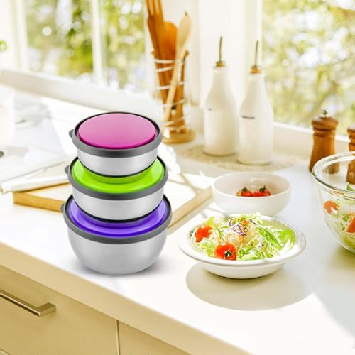 3pcs Stainless Steel Food Storage Containers with Lids, Leakproof Stackable Freezer Safe Stainless Steel Seal Bowl, Mixing Bowls Airtight Food Storage Containers for Baking Cooking Preservation (3) - image 6