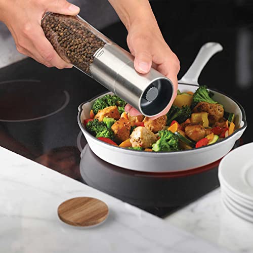 Trudeau Pro Chef Salt & Pepper Grinder Mills Stainless Steel/Glass With Acacia Wood Cap- 2 Pieces #TOP17