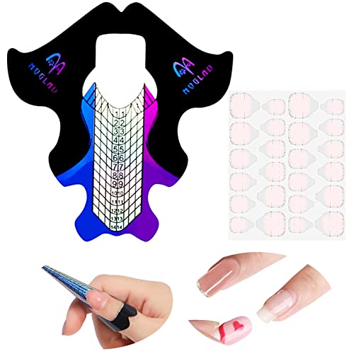 RUIJIE® 100 Hojas Bandeja de Papel de Manicura Guía de Papel Extensión de Uñas y Adhesivo para Uñas Doble Cara Formas de Uñas de Mariposa para Uñas Extensión Uñas Moldes Guías Formas UV Gel