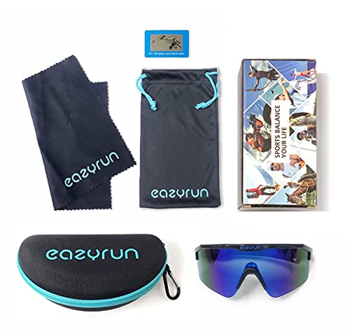 Eazyrun Blue Warp Around Small Shield Polarized Sports Sunglasses For Men, Pit-Viper Cycling Running Fishing Baseball Hunting Biking #TOP4
