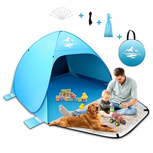 Tienda de campaña para Playa, Pop up, portátil, automática, para 2-4 Personas, protección UV 50+, protección contra el Viento, tamaño pequeño para familias, Playa con Bolsa de Transporte