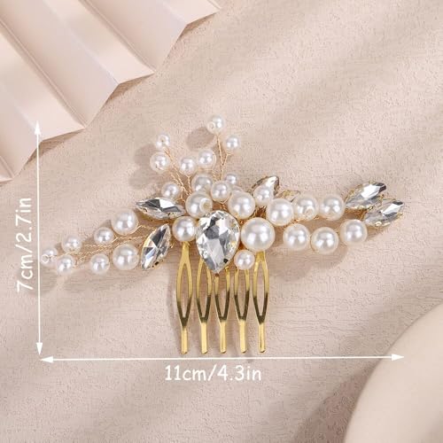 Rumtock Pente de cabelo prata cristal rosa para noivas de casamento feminino feito à mão joia de cab