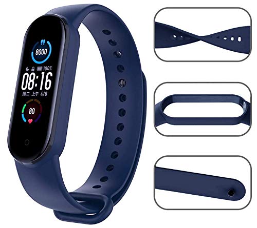 Image of WOW IMAGINE Replacement Strap Wristband for Mi Band 5 Smartwatch | Soft Silicone Matte Sport Wristband Accessory Flexible Bracelet Compatible with Xiaomi Mi Band 5 - Washington Blue