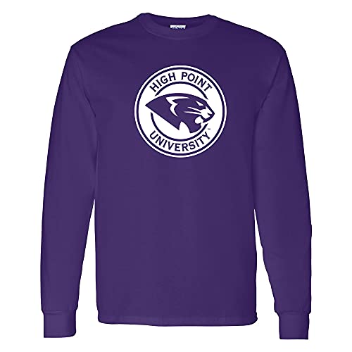 AL03 - High Point University Panthers Arch Logo Long Sleeve T Shirt - 3X-Large - Purple