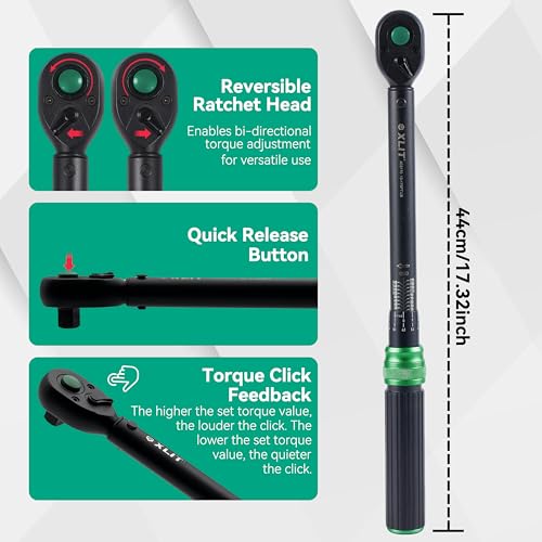 Image of Click Torque Wrench, Dual-Direction Adjustable 72 Tooth Ratchet, ±3% Accuracy, Small Torque Wrench for Bike, Motorcycle and Car Repair (1 /2 inch, 6PCS)