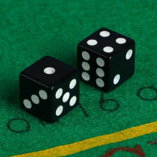 10X Würfelset Schwarz 16mm – Spielwürfel aus Acryl, 6-seitig für Tischspiele & Zubehör