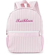 MT WORLD Daycare Backpack Personalized Canvas Backpack With Embroidered Name Small Preppy Backpac...