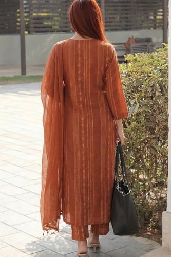 Image of ANNI Designer Women's Rayon Viscose Printed Straight Kurta with Pant and Dupatta Set | Elegant Ethnic Kurta Pant Dupatta Outfit for Women | Office Festive Casual Wear