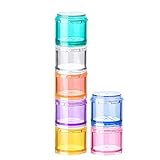 XIMYWRD Stackable Pill Organizer, 7-Days Travel Pill Case, Pill Box for Pocket, Portable Medicine Vitamin Container Holder Medium Rainbow