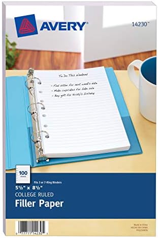 Avery Mini Filler Paper, 5.5 x 8.5", 100 Sheets (14230)