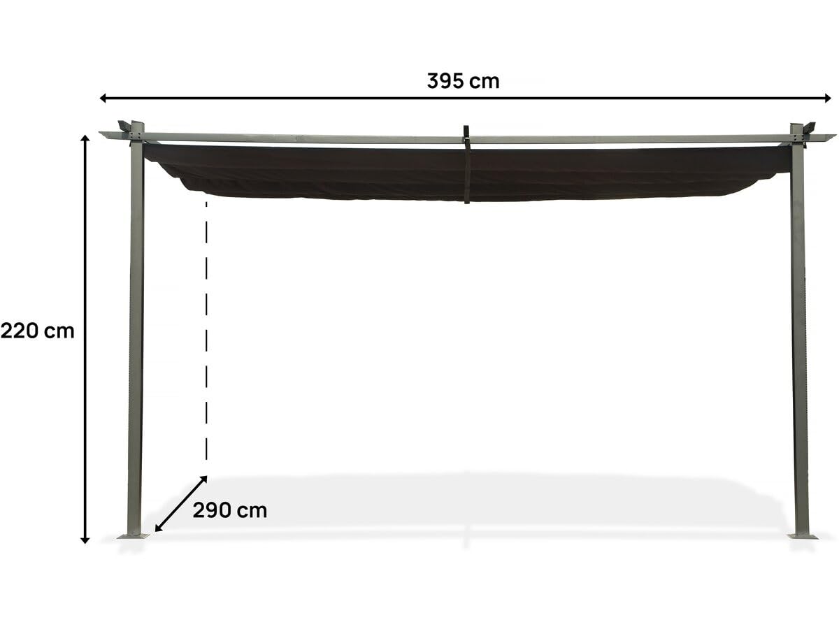 Pergola adossée en métal avec Toit rétractable - 3 x 4 m - Gris Anthracite