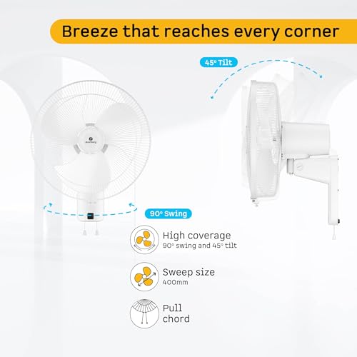 Image of atomberg SilenceAire Hi-Speed 400mm Wall Fan | Energy saving | Ideal for Home & Office | Silent BLDC Wall Fan | 60W | Remote with Oscillation, Timer, Sleep | 2 Years Warranty (Snow White)