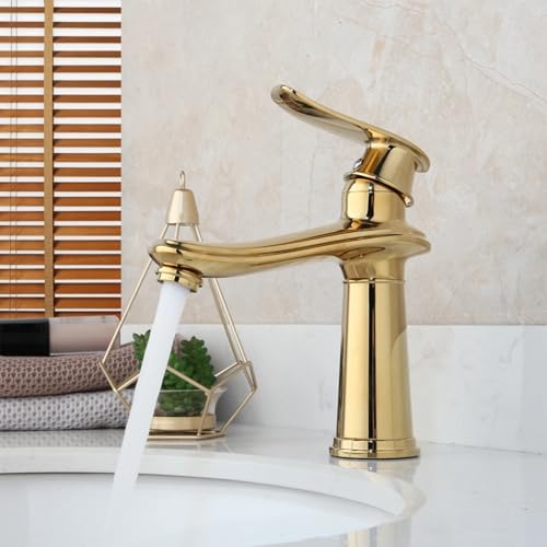 Robinet mitigeur en laiton massif plaqué or pour vasque de luxe