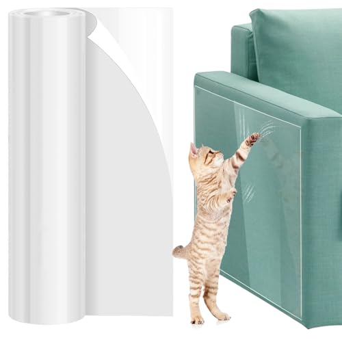 Tufa Protezione Graffi Gatto, 30CM*300CM Nastro Adesivo Antigraffi per Gatti, Trasparente PVC Anti-Graffio Protezioni con Viti Antigraffio per per Divano e Mobili