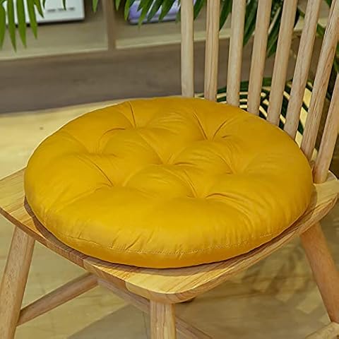 D-Rings Round Padded Seat Cushion, Chair Seat Pads For Indoor Outdoor Garden Patio Kitchen & Office Chairs (Yellow) Cover