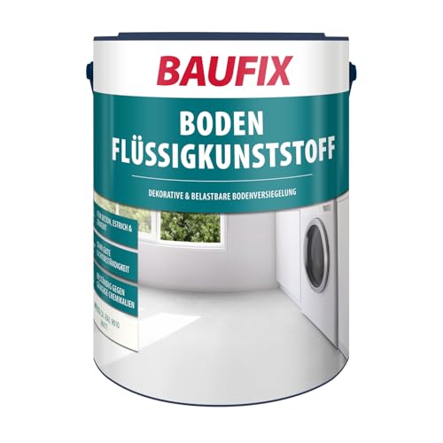 BAUFIX Boden-Flüssigkunststoff weiss, matt, 5 Liter, Beton- und Bodenfarbe, atmungsaktive Betonfarbe für außen und innen, für Beton/Estrich/Zement