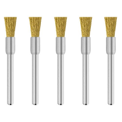 5x Messingdraht-Bürste [Ø 5 x 10 mm | Schaft 3,2 mm] für Dremel, Proxxon Cover