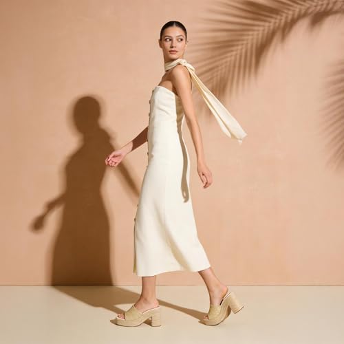 Image of Yavero Espadrille Platform Sandals For Women Raffia Chunky Heels Open Toe Bohemia Sandals for Vacation,Beach