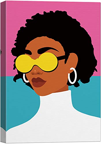 SIGNWIN Canvas Wall Art African American Women with Yellow Sunglasses,