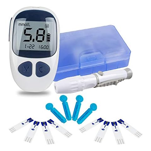 Zinnor Blood Glucose Meter Kit Glucose Monitoring Kit Diabetes Testing Kit Complete Monitoring System with 1 Meter 1 Lancing Device 50 Test Strips and 50 Lancets Cover