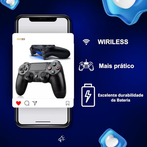 Kit 02 Controles Joystick Bluetooth Sem Fio Para Ps4 Pc Tv (2)