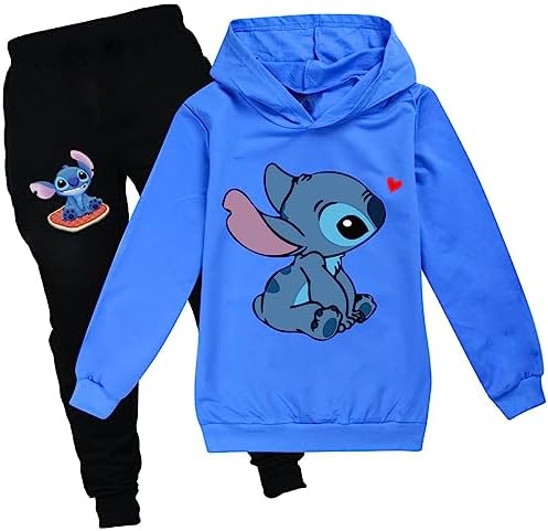 Kids Stit-chs Hoodies Casual Tracksuit Sets Cartoon Sweatshirt and pant Jogging Suits for Girls Boys
