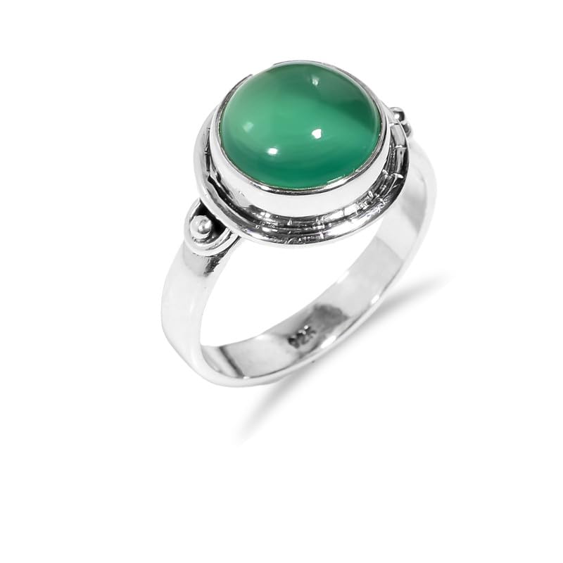 Bague en argent 925 bague anti-ternissement avec onyx vert véritable durable