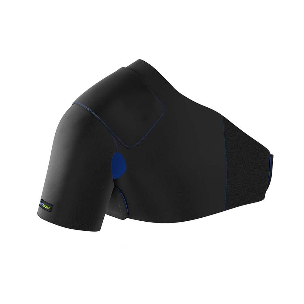 Actimove Sports Edition Shoulder Support, Extra Pocket for Optional Hot/Cold Pack | Adjustable Brace for Torn Rotator Cuff, Joint Pain Relief, Dislocation, Arm Stability, Injuries, & Tears, Black, Medium