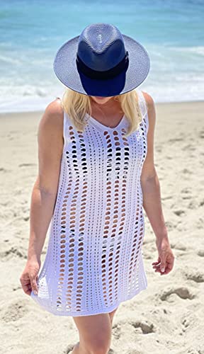 Women’s Bathing Suit Cover Up For Beach Pool Swimwear Crochet Dress White M #TOP2