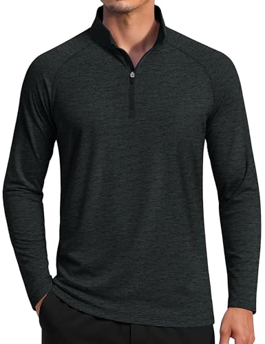 MAGCOMSEN Mens Sun Protection UPF 50+ Long Sleeve Shirt Quarter Zip Pullover Quick Dry Lightweight Fishing Running Rash Guard