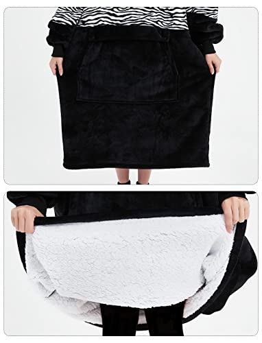 Image of KFUBUO Wearable Blanket Hoodie for Adults Long Sherpa All Patterns Oversized Sweatshirt Blanket with Pockets